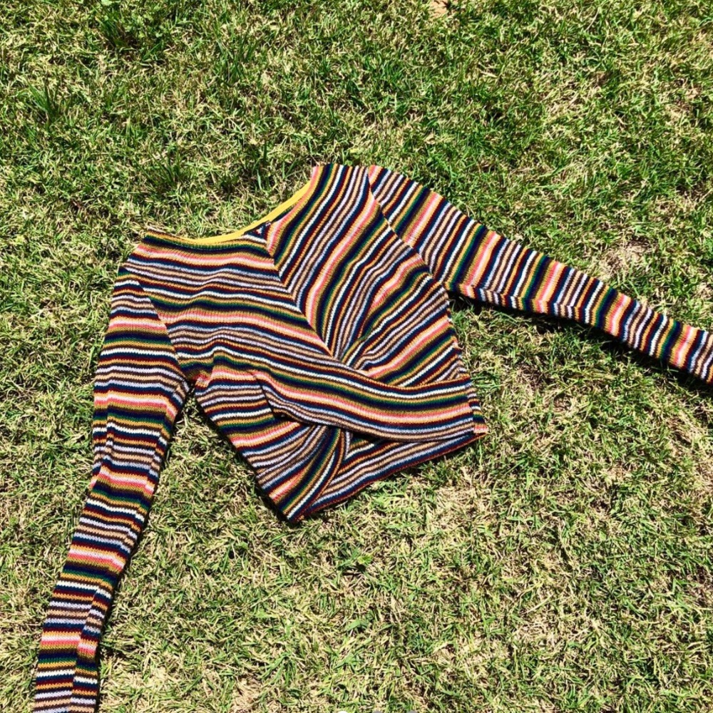 knit cropped rainbow long sleeve